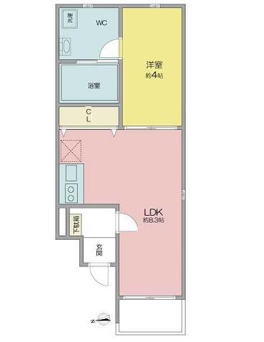 ノーザンクロス(1LDK/1階)の間取り写真