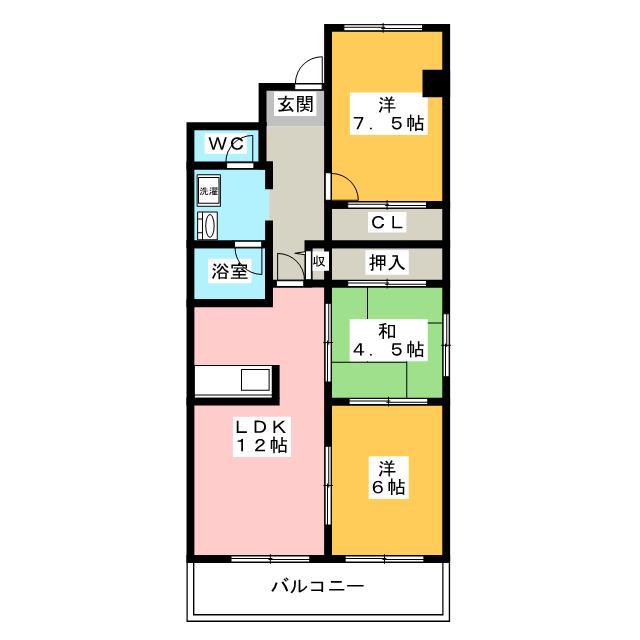 GRADO大垣(3LDK/4階)の間取り写真