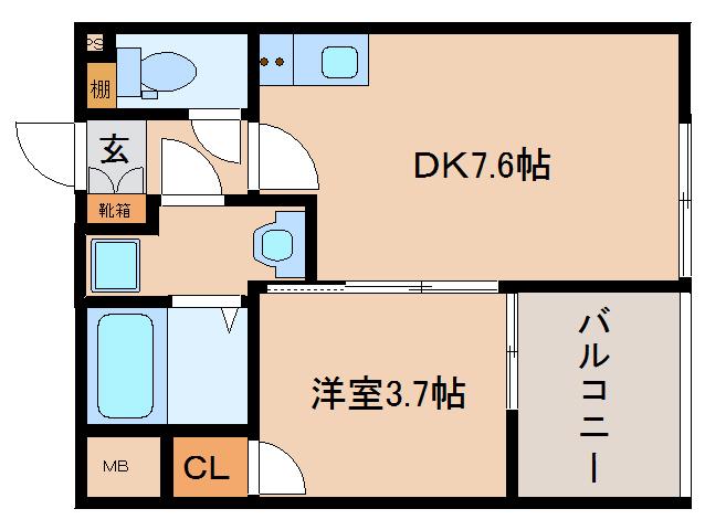 RA-KIZU(1DK/2階)の間取り写真