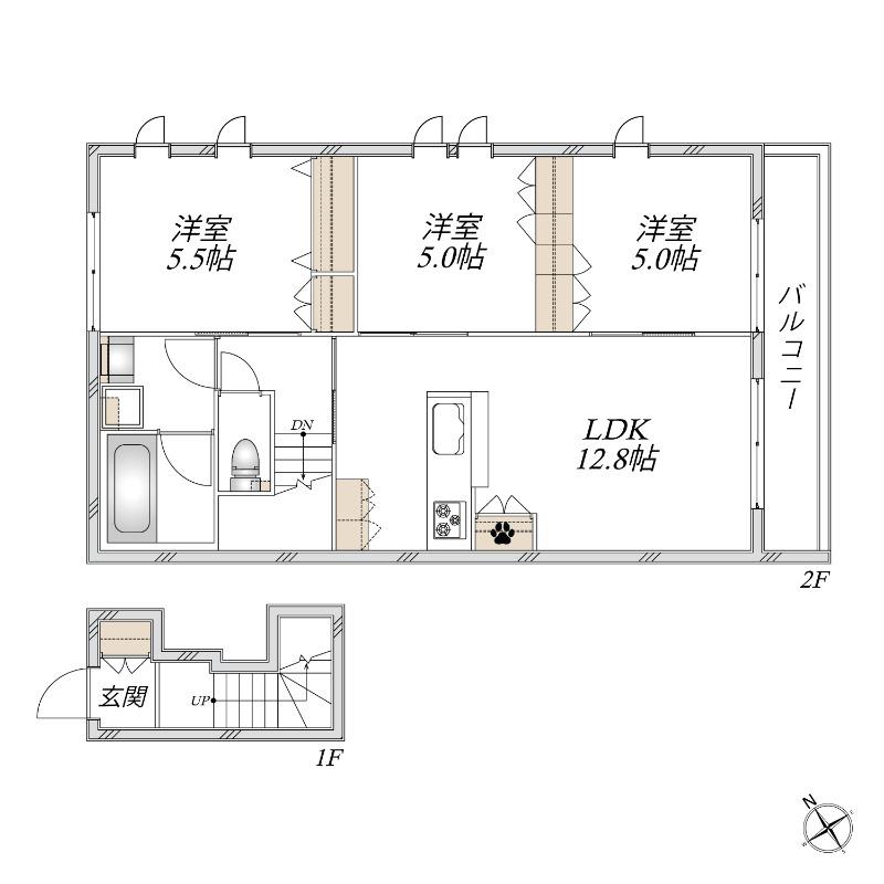 ル・オリーヴィエ(3LDK/2階)の間取り写真