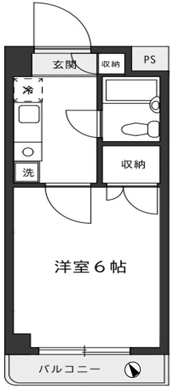 アーバン三園(1K/2階)の間取り写真