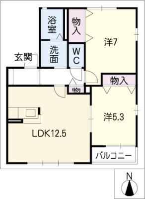 ファミールM・MV(2LDK/1階)の間取り写真