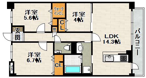 CASA FIORE カーサ・フィオーレ(3LDK/1階)の間取り写真