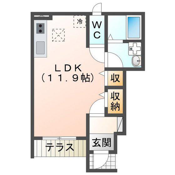 エストメール(ワンルーム/1階)の間取り写真