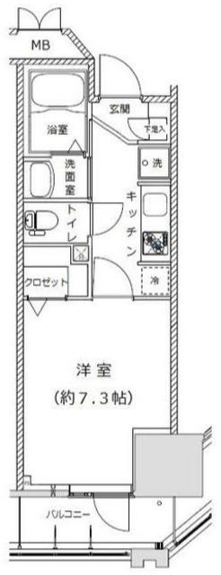 ライジングプレイスKAMEIDO(1K/2階)の間取り写真