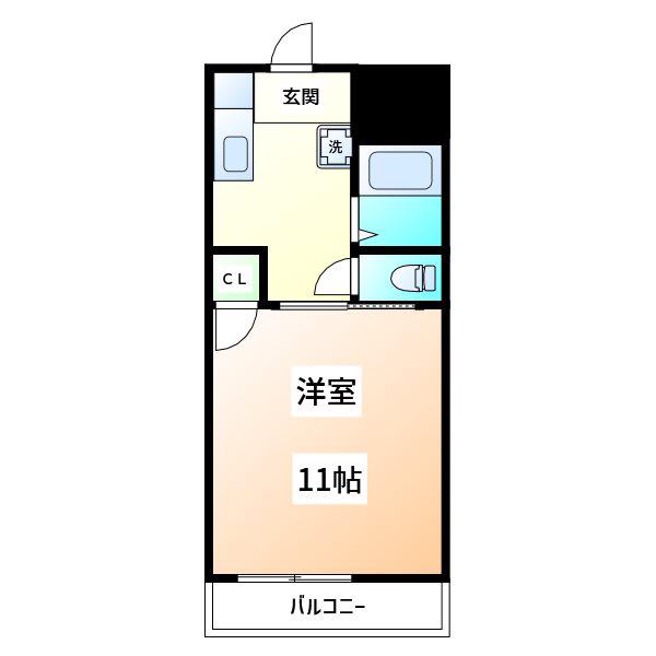 FELCA(1DK/4階)の間取り写真