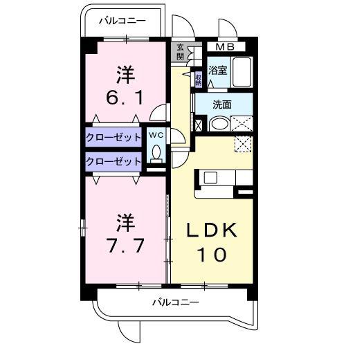 セントレージュ共栄(2LDK/2階)の間取り写真