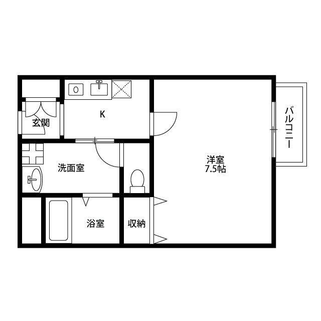 アンプルール茨木(1K/1階)の間取り写真