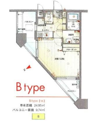 エンクレスト天神II(1K/2階)の間取り写真
