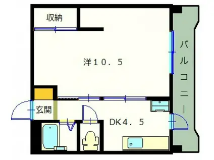 坪石ビル(1DK/3階)の間取り写真