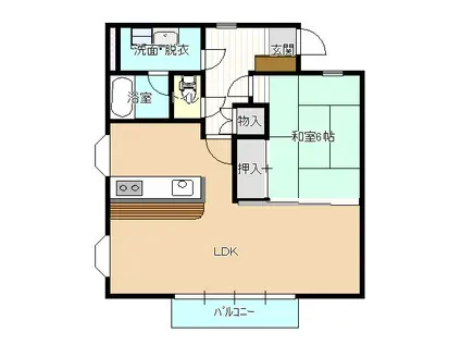 サンベルテB(1LDK/2階)の間取り写真