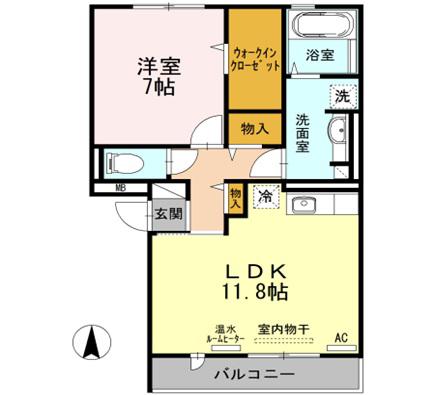 グレイシャスコート A(1LDK/1階)の間取り写真