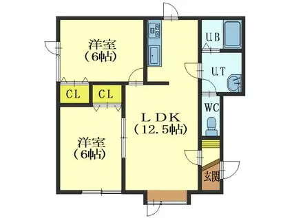 ベルメゾンA(2LDK/2階)の間取り写真