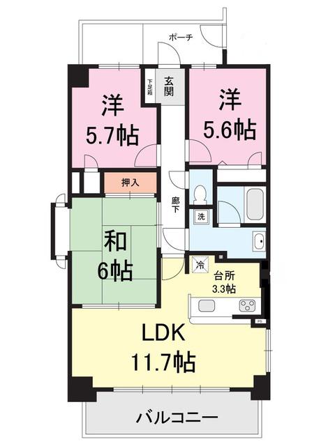 サーパス和合(3LDK/2階)の間取り写真