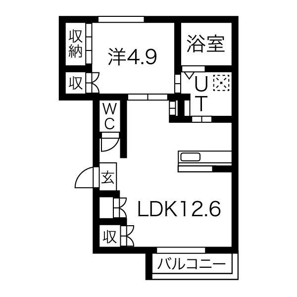 ルミナス明日風(1LDK/2階)の間取り写真