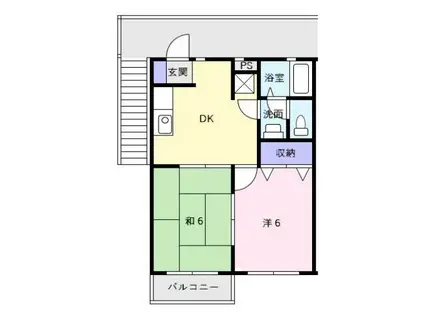 コーポ谷岡II(2DK/1階)の間取り写真