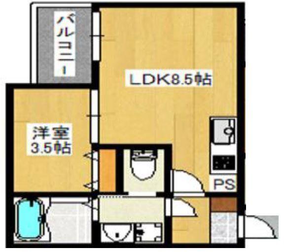 ALEGRIA道明寺II(1LDK/3階)の間取り写真