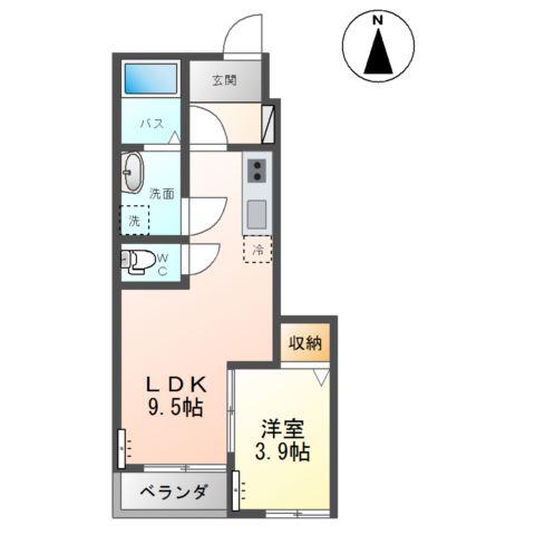 ブロームハウス蛇田駅前(1LDK/1階)の間取り写真