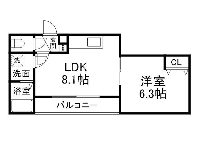 MIREI烏丸五条(1LDK/1階)の間取り写真