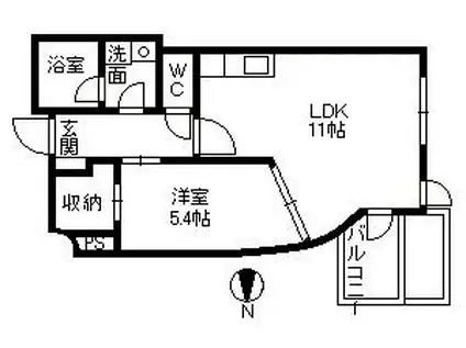 さくらヒルズ樋之口参番館(1LDK/2階)の間取り写真