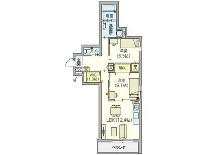 SERENITY COURT 東新町(2LDK/2階)の間取り写真