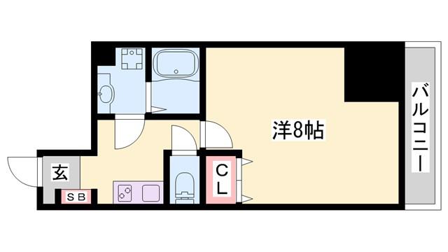 エクセル姫路(1K/4階)の間取り写真