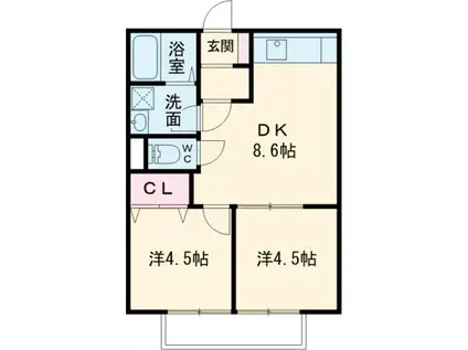 ホワイトタウン寺前(2DK/2階)の間取り写真