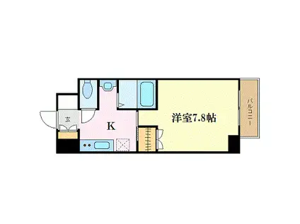 シンメイロード(1K/4階)の間取り写真