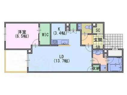 グランドメゾン京都御池通 407号(1LDK/4階)の間取り写真