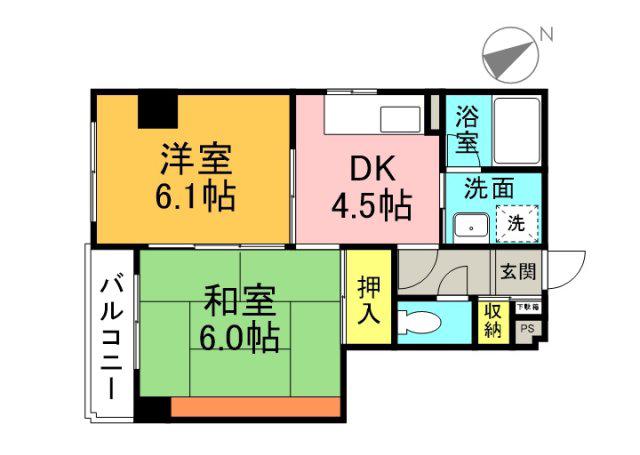 AXIS榎町(2DK/2階)の間取り写真
