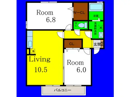 プラザ・シャルム A棟(2LDK/1階)の間取り写真