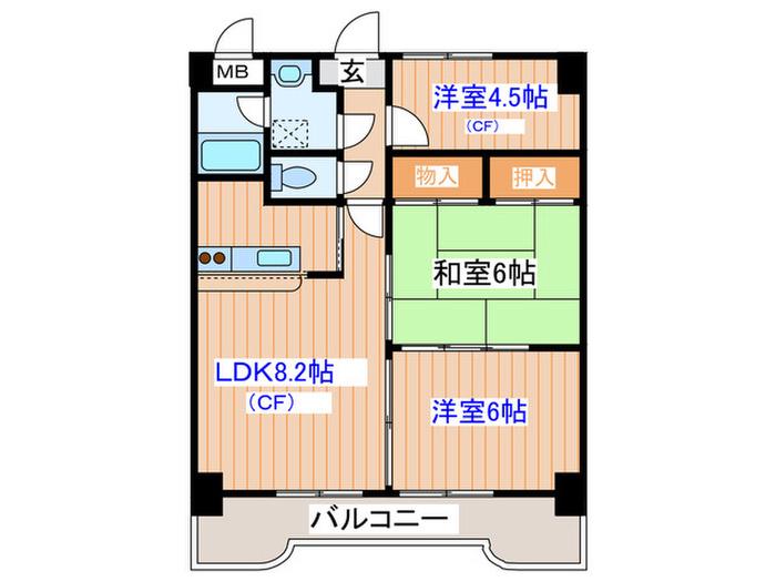エクセレント結城2(3LDK/2階)の間取り写真