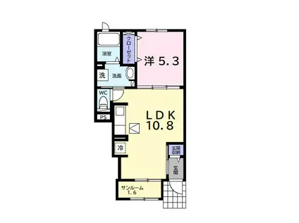 リッシュ(1LDK/1階)の間取り写真