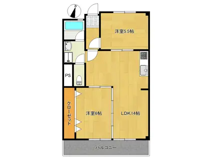 メイゾンサンポア A棟(2LDK/1階)の間取り写真