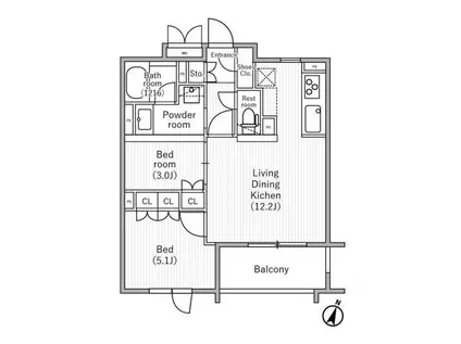 ニド桜丘(2LDK/2階)の間取り写真