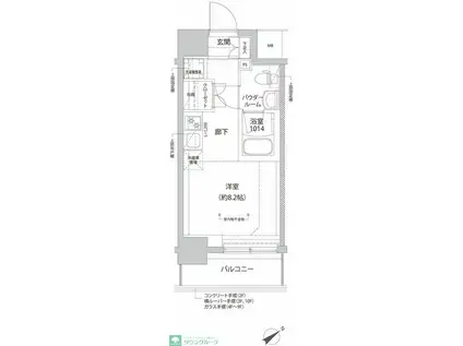RELUXIA横濱反町(ワンルーム/4階)の間取り写真