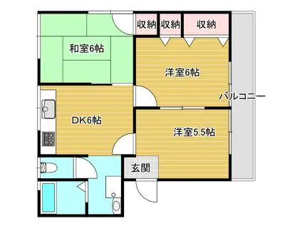 東雲ハイツ(3DK/2階)の間取り写真