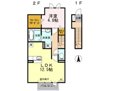 D-ROOM西別所(1LDK/2階)の間取り写真