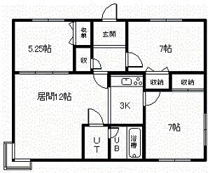 ワイエス(3LDK/1階)の間取り写真