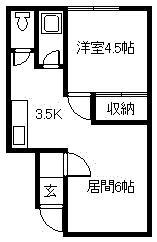 パークハイム(1DK/1階)の間取り写真