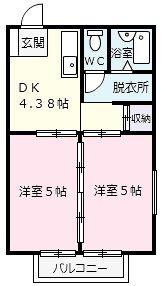 エーデルハイムI(2DK/2階)の間取り写真
