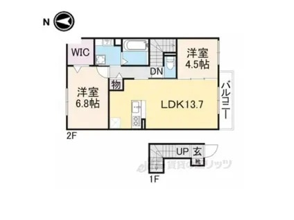 ヴィラウエストⅡ(2LDK/2階)の間取り写真