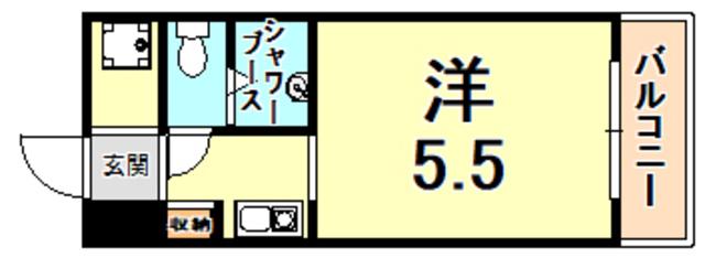 カサベラ岡本(ワンルーム/8階)の間取り写真