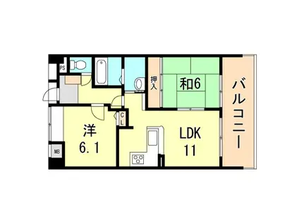 プレステージ西明石III(2LDK/9階)の間取り写真