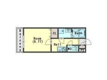 ソルディア垂水 有(1K/3階)の間取り写真