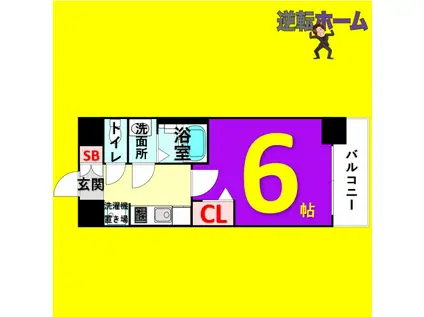 プレサンス千種駅前レガート(1K/2階)の間取り写真