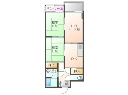 ASHIビル(3DK/5階)の間取り写真