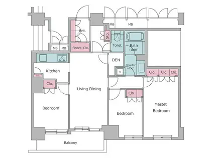 レジディアタワー目黒不動前(3LDK/20階)の間取り写真