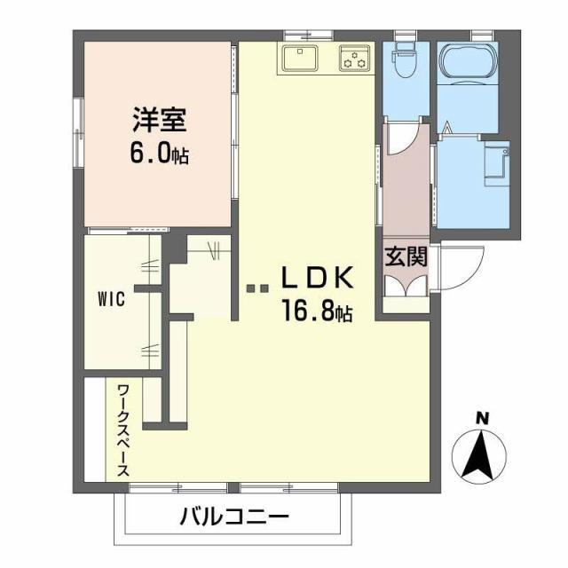 シャンドフルール(1LDK/2階)の間取り写真