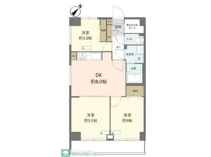 用賀マンション(3DK/4階)の間取り写真